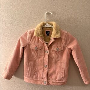 GAP Kids Pink Corduroy Jacket with Cream Sherpa Collar